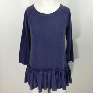 Alya Ruffle Hem 3/4 Sleeve Shirt Size XS